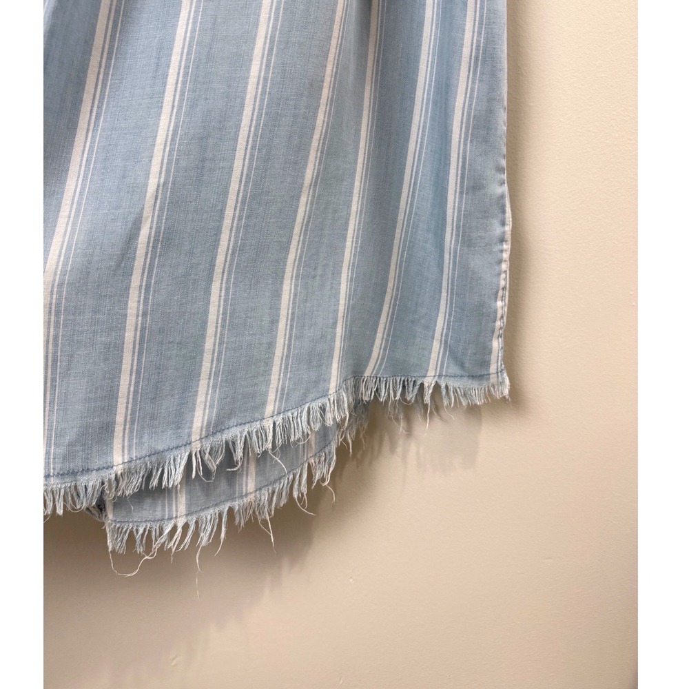 Standard Grace Blue White Lyocell Off Shoulder Shift Dress XL Boho Coastal Beach - Picture 6 of 9